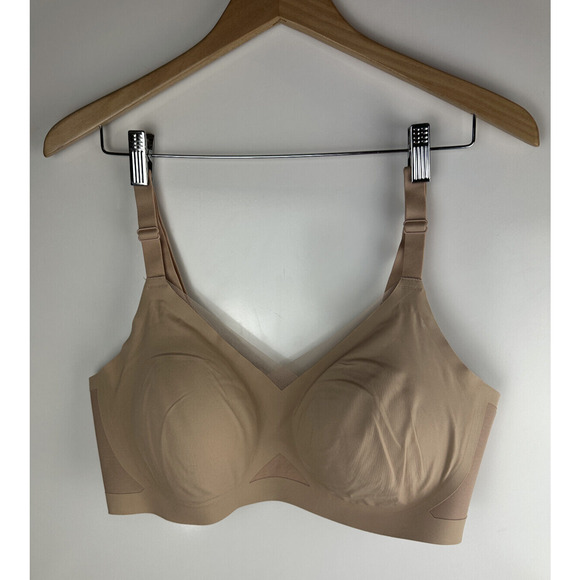 HoneyLove Crossover V-Neck Bra Wireless Adjustable Padded Tan Beige Plus Size 1X - Picture 12 of 12